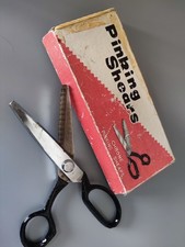 Antique Vintage Pinking Shears Sewing Scissors Heavy Duty Original Box Zig Zag
