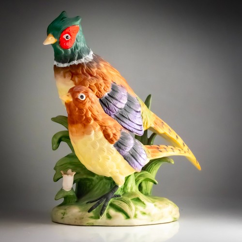 Porcelain pheasant pair - pheasant,
