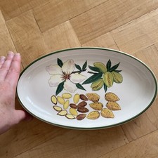 Jersey pottery oval dish plate nuts flowers