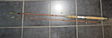 Vintage Milbro Red Black Bamboo Cane Fishing Rod 2 Sections Cork Handles 240cm