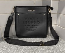 Lovely River Island Black RI Cross Body Bag Great Used Condition