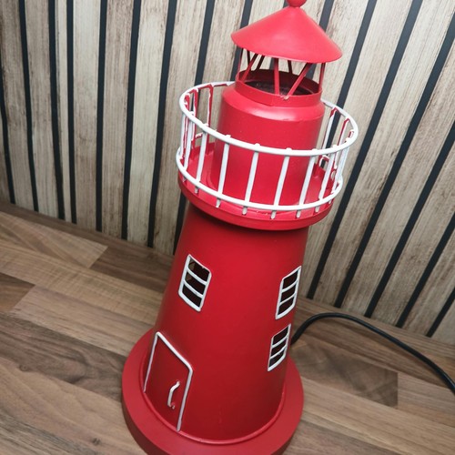 Red metal lighthouse table - red,