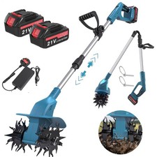 Garden Gear Cordless Electric Tiller Cultivator Rotavator Soil Powerful 2Battery