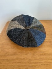 Harris Tweed Patchwork Cap – 8 Piece Button/Gatsby/Bakerboy/Newsboy Cap Small