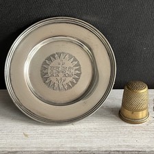 Antique Victorian Small Sterling Silver Paten Communion Wafer Tray With 1839
