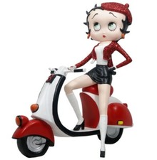 Large Betty Boop Ornament On Scooter Bike Red Coat & Hat 31cm Figurine