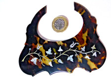 QUALITY ANTIQUE MANDOLIN PICK-GUARD BRASS & SHELL ART NOUVEAU FLOWERS PRE 1910