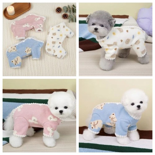 Soft fleece dog jumpsuits - soft, bear