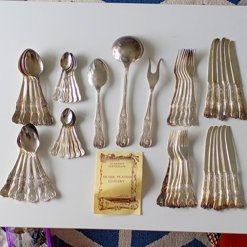Silver plated 25pc cutlery - silver,