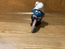 2x Vintage  Smurf Figures.Super Smurf Cyclist 1979.