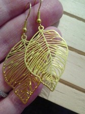 Gold Filigree Skeleton Leaf Earrings. 2D. Light And Delicate. Halloween 