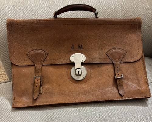 Antique 1917 leather briefcase - antique,