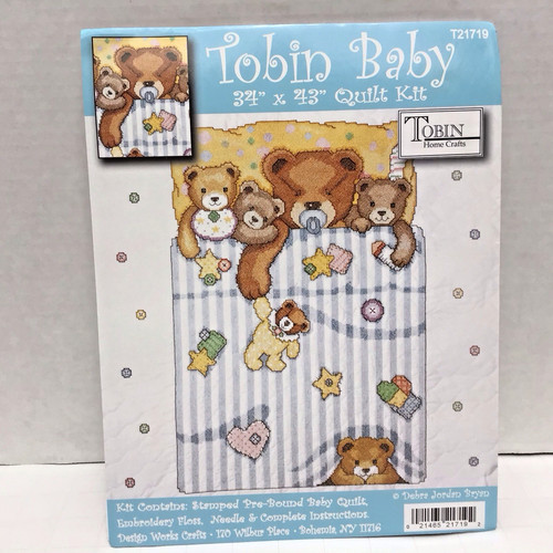 Tobin bears baby quilt stamped - tobin,