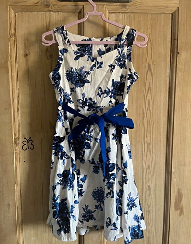 Girls blue white - blue, floral