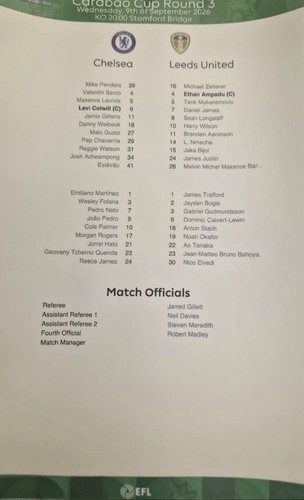 Official teamsheet 2026 - teamsheet, 2026/27