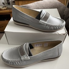 Damart Grey Leather Slip On