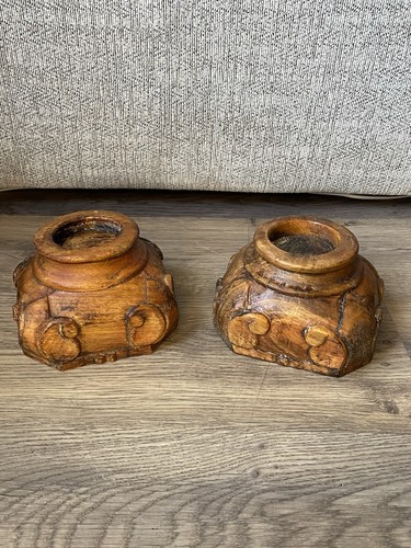 Pair vintage hand carved - pair,