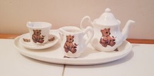 Vintage Ceramic Revelations Mini Teddy Bear Tea Set. Cute. Great For Display 
