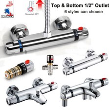 Bathroom Thermostatic Shower Mixer Valve Bar Taps Brass Bottom top 1/2" Outlet