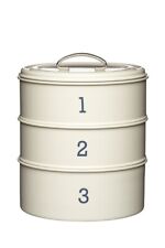 KITCHEN CRAFT LIVING NOSTALGIA 3 TIER CAKE TINS ANTIQUE CREAM LN3TCTCRE