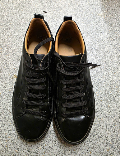 Zara men black leather low - black,