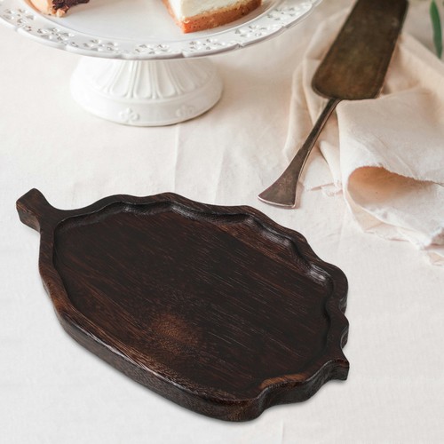 Dark brown wood tea - wood, tray