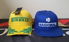 Ayrton Senna F1 Nacional Baseball Cap + Pirelli F1 Tribute to Senna Cap - BNWT