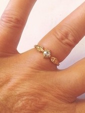 Gold Tone Crystal Solitaire Ring Size N Gift Pouch