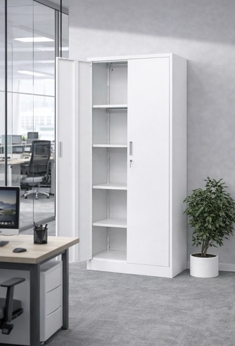 White metal storage cabinet - white,