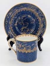 Antique Crown Staffordshire For T.Goode Royal Blue & Gilt Coffee Can and Saucer