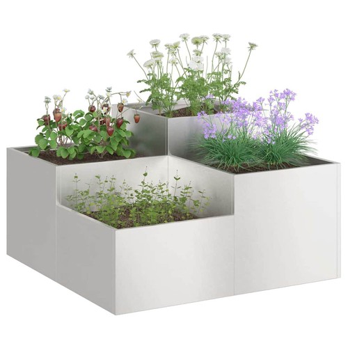 Silver metal raised garden - metal, bed