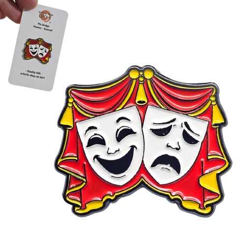 Theatre masks pin badge comedy - masks,