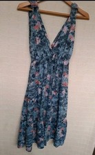 Anami Blue Flower Print Summer Dress Size 10 (2)