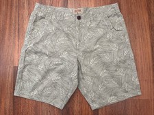Men’s Mantaray Beige Khaki Tropical Leaf Print Cotton Shorts Size W 40 Worn Once