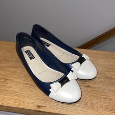 Principles Women’s Slip On Ballet Pump Shoes Navy & Cream Uk Size 6 New!