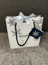 New Pandora Small Gift Bag With Blue Insert Ribbon Blue Snowflakes Christmas