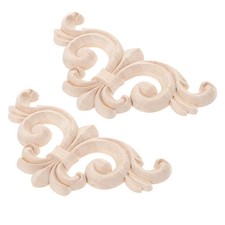 2 Pcs Wooden Carved Appliques