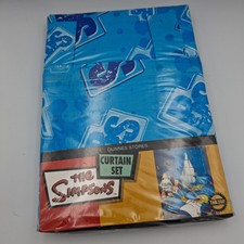 Vintage Bart Simpson Blue Curtains & Tie Backs 66" X 72" Retro The Simpsons Kids
