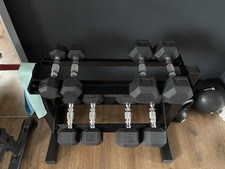 4 Pairs of Stainless Steel & Rubber Hex Dumbbells Set With Stand