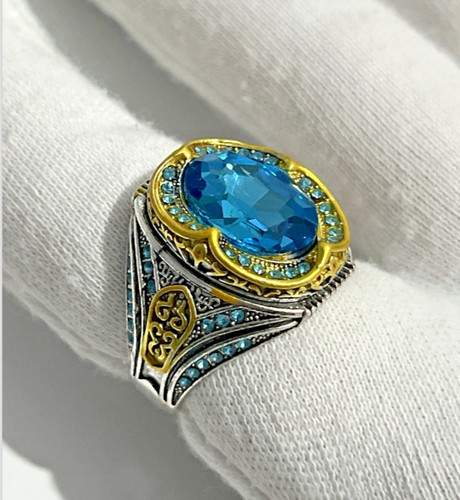 Turkish ring blue gem - , men