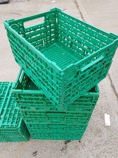 10 X FOLDING , PLASTIC BALE ARM TRAY / CRATE 60-40-13CM , Storage 
