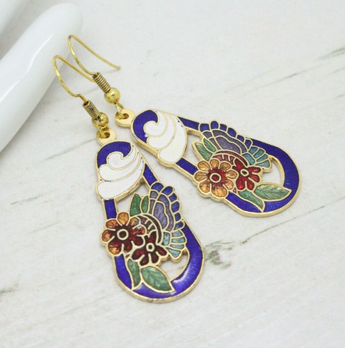 Vintage cloisonne enamel blue - vintage,