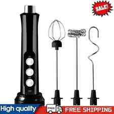 USB Electric Milk Frother 3 Whisk Coffee Foamer Handheld Egg Mixer (Black) ~G