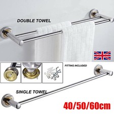 40/50/60cm Single Double Towel Rail Rack Holder Wall Mounted Bathroom Kitchen UK