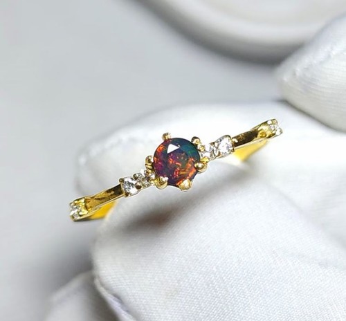 Natural black opal ring - ring, with