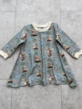 Handmade Baby Girl Dress Age 9-12 mths Cute Forest Animals Design Cotton Jersey