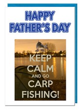Carp Fishing Themed Fathers Day Card For Dad Grandad  - Happy Father's Day