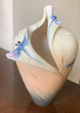 Franz Vase Dragonfly FZ00188 Cream Blue