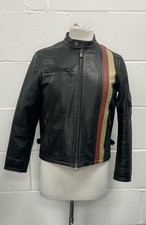 Ladies Belstaff Gold Label Black With Red Leather Biker Style Jacket UK 10