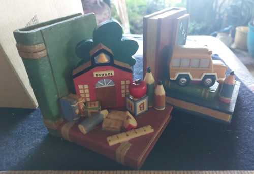 Teacher abc school house bus - &,